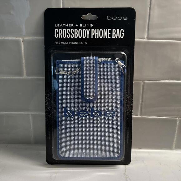 Bebe Handbags - Bebe Leather &‎ Bling Crossbody Phone Bag - Fits Most Phone Sizes Y2K Bling